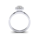 Gabriano Merita 4 tırnaklı tektaş yüzük; GIA-HRD sertifikalı oval pırlanta ve beyaz altın montürün yandan görünüşü